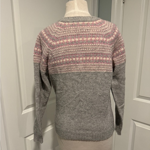 Parkhurst 100% shetland knit wool sweater jumper pullover pink grey - Picture 3 of 3